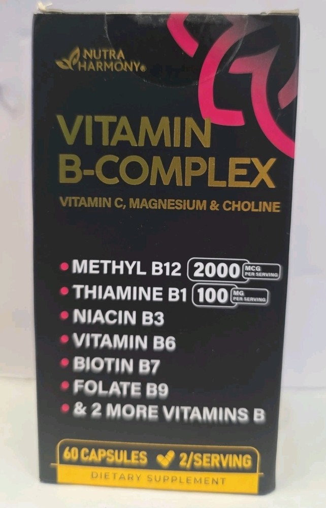 Vitamin B-complex Vitamin C, Magnesium & Choline 1000 mg per serving 60 capsules