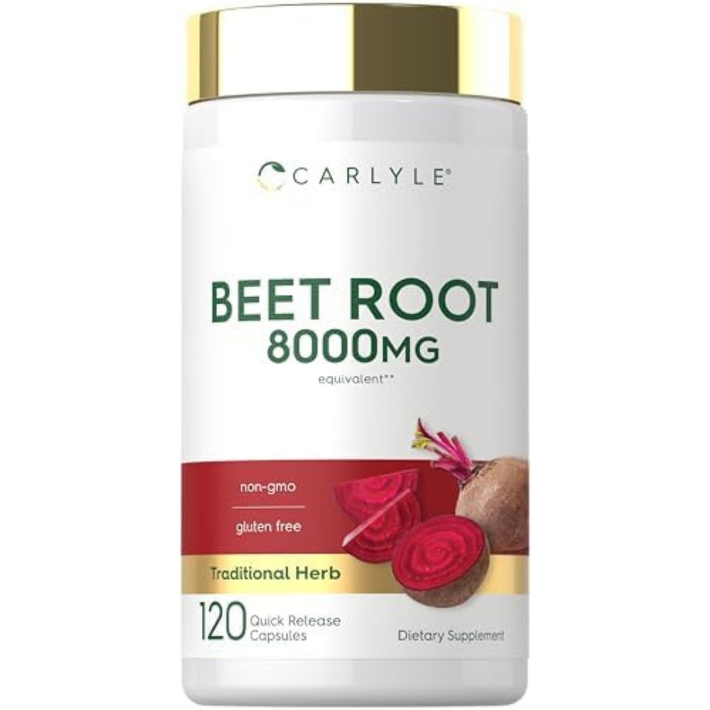 Beet Root Capsules | 8000mg | 120 Count | Non-GMO, Gluten Free | by Carlyle