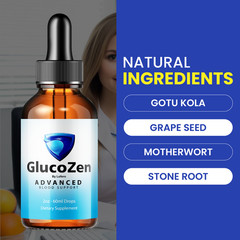 (5 Pack) GlucoZen Advanced Drops Gluco Zen Blood Sugar Liquid Supplement (10 oz)