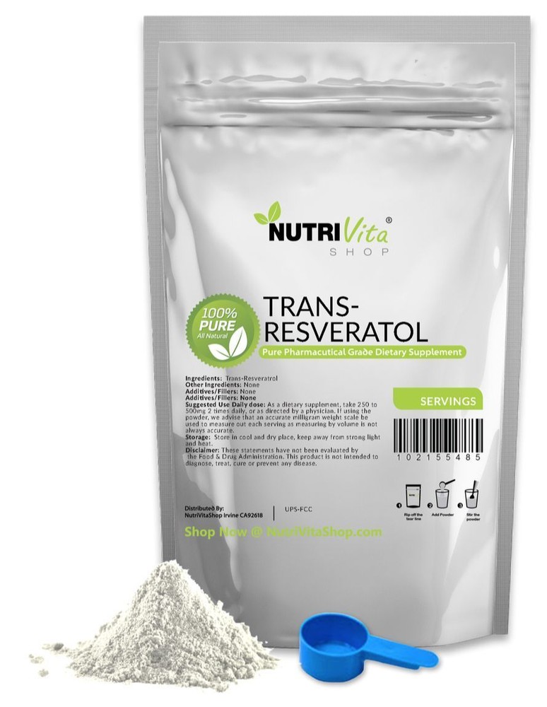 8 Months Supply 100% PURE Trans Resveratrol Anti-Aging Powder KOSHER/USP GRADE