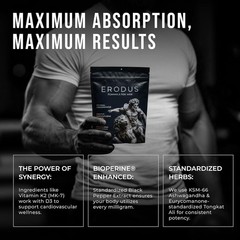 ERODUS Men Herbal Supplement Powder Ashwagandha Energy Vitality Support 30 Servi