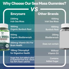 Sea Moss Gummies Sugar-Free, Extra Strength Irish Moss Gel Supplement with Io…