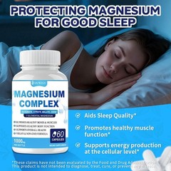 Magnesium Complex Supplement With Glycinate Citrate Vegan Non-GMO 90 Capsules