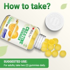 Creatine Monohydrate Gummies, Orange Flavor, 120 Gummies (1500 mg per Gummy)