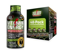 (48 Pack) Vitamin Energy® Workout+ Sour Apple Energy Shots, Clinically Proven