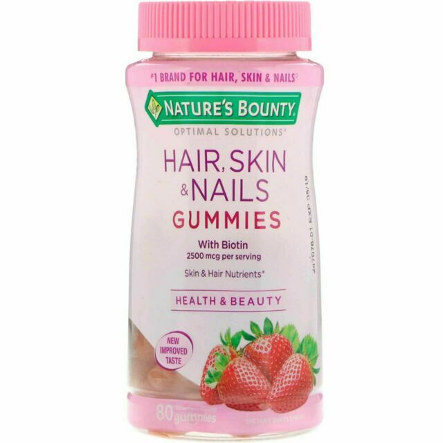 Nature’s Bounty Optimal Solutions Hair, Skin & Nails Gummies, Strawberry…
