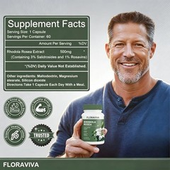 2pc Floraviva Rhodiola Rosea Capsules–Non-GMO for Stress Relief&Energy Support