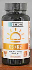 Zhou Nutrition Vitamin K2 + D3 60 Capsules Immune & Mood Support 60 VegCaps