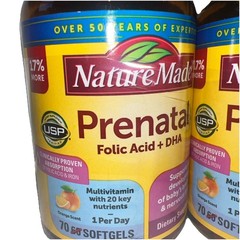 3 Bottles ~ Nature Made Prenatal Folic Acid + DHA 270 Softgels total Exp12/2027