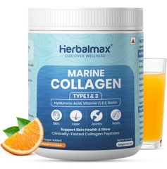 Premium Hydrolyzed Marine Collagen | Orange Flavour | Pure Powder | 4 fl oz