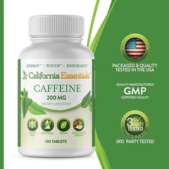 California Essentials Caffeine Pills – 200mg – 120 Tablets – Free Shipping
