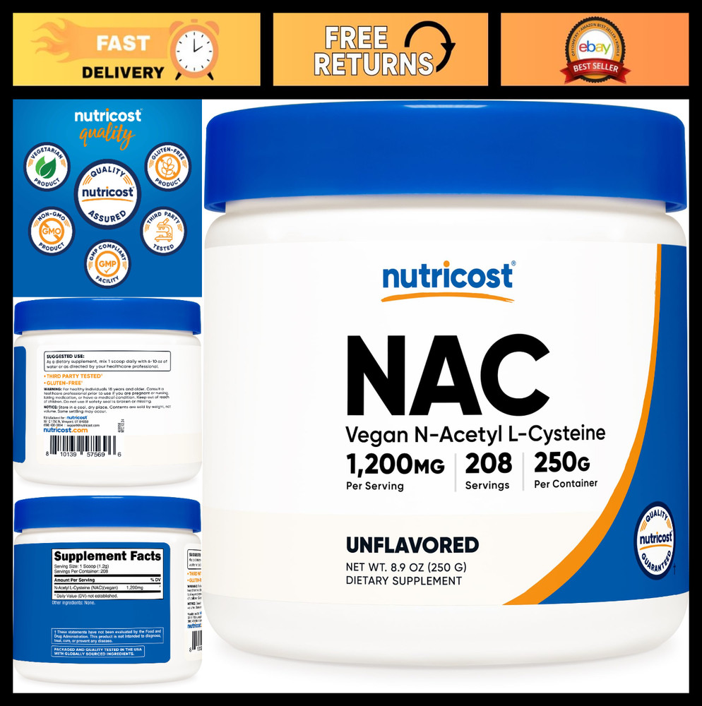 N-Acetyl L-Cysteine (NAC) Powder 250g | Vegan, Gluten-Free, Non-GMO Supplement
