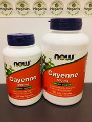 CHOOSE ONE: NOW Cayenne 500mg 100 OR 250 Veg Capsules -Herbal Support