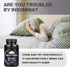 Melatonin 10mg – Sleep Aid, Fall Asleep Fast and Stay Asleep, Promote Relaxation
