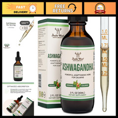 Organic Ashwagandha Drops 1200mg – Stress Relief Tincture, Adrenal Support, Vega