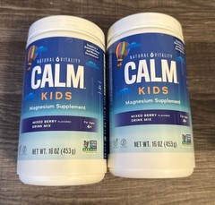 2x Natural Vitality Calm Kids Magnesium Supplement Mixed Berry Drink Mix 6/28