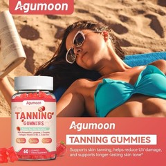 Tanning Gummies for Women and Men, Self Tan Supplement with Beta Carotene, Lycop