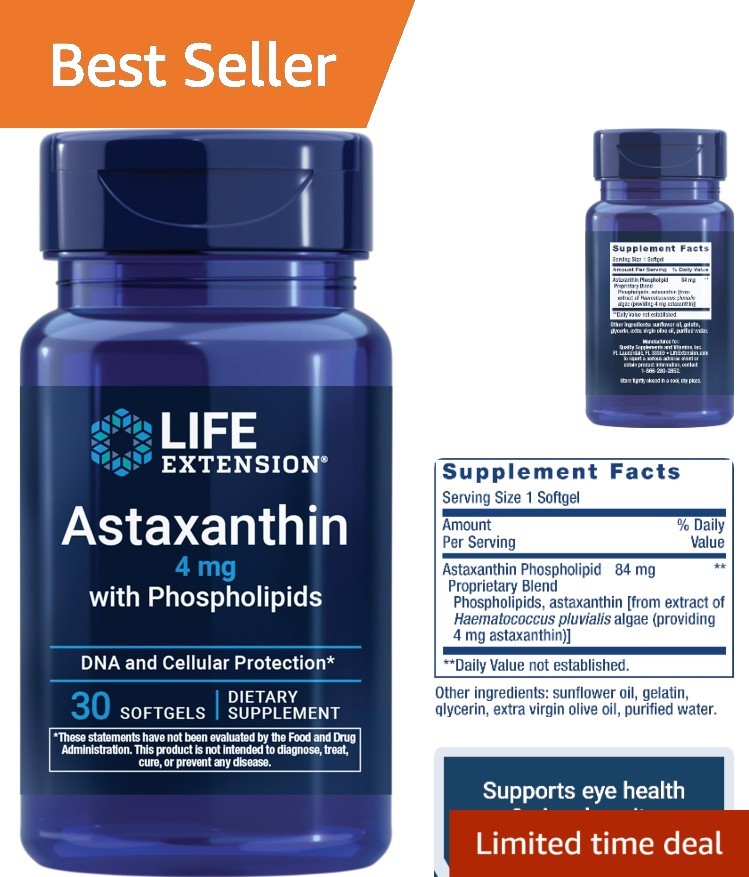 PureAlgae Astaxanthin with Phospholipids – Supports Eye & Cognitive Health