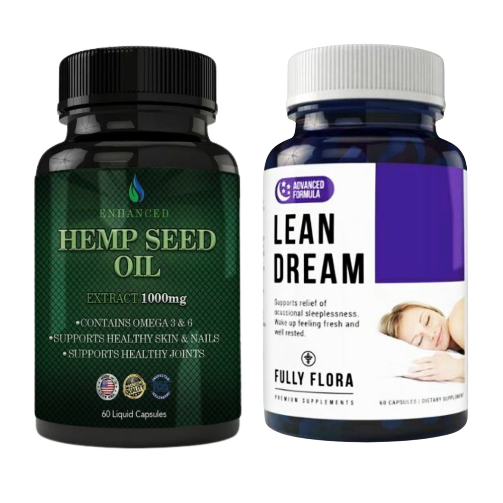 Hemp Seed Oil Healthy Skin Nail Joint Supplement & Natural Sleep Support 60 Caps