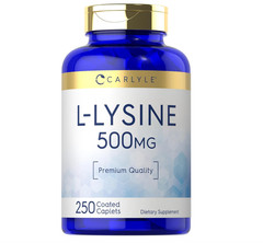 L-Lysine 500mg Essential Free Form Amino Acid Immune Support 250 Veg Caplets