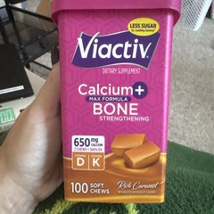 Viactiv Calcium + Vitamin D3 Supplement Soft Chews, Caramel,Calcium 100 Count