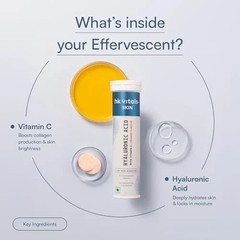 HK Vitals Hyaluronic Acid 500mg Effervescent Vit C Skin Hydration 15 Ct