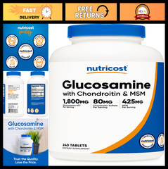 Glucosamine 1800mg with Chondroitin & MSM – 240 Tablets, GMO-Free, Gluten-Free