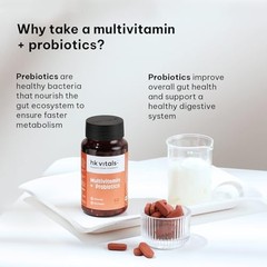 HK Vitals Multivitamin Probiotics Tablets Gut Immune Support 60 Ct