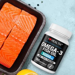 Fish Oil Omega-3 3000mg |180 Softgels | Burpless Unflavor | Non-GMO, Gluten Free