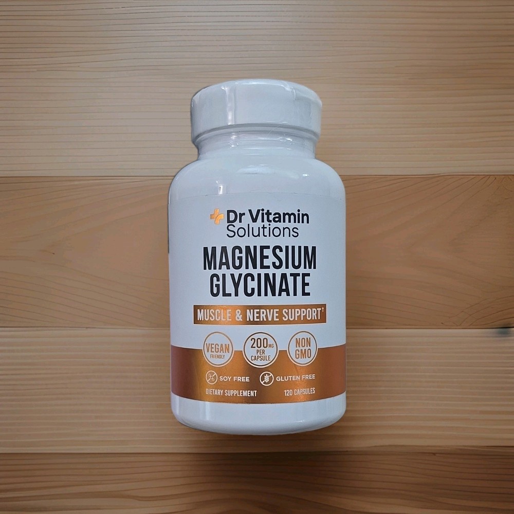 Magnesium Glycinate 200mg 120 Capsules Vegan Non-GMO by Dr Vitamin Solutions
