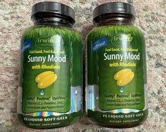 Irwin Naturals Sunny Mood with Rhodiola 75 Liquid Soft Gels (LOT OF 2) New
