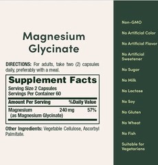 Nature’s Bounty Magnesium Glycinate 240mg High Absorption 120 Capsules Non-GMO