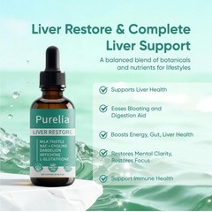 2 Pack Purelia 60ml Liver Support Drops Milk Thistle Herbal Tincture Supplement