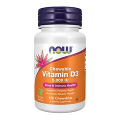 Now Chewable Vitamin D3 120 Count Natural Mint Flavor For Immune Support