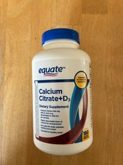 Equate Calcium Citrate + D3 Tablets Dietary Supplement, 630 mg, 180 Count
