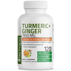 Bronson Turmeric + Ginger 1950 MG, NON-GMO 120 Vegetarian Capsules