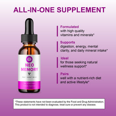 (5 Pack) Neo Memory Advanced Brain Drops, NeoMemory Brain Support (10oz)