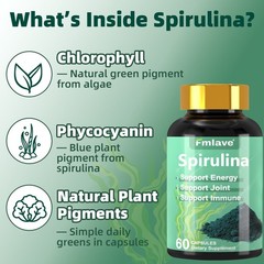 2x Spirulina powder Green Superfoods 120 Vegan Capsules, Energy & Immune Booster