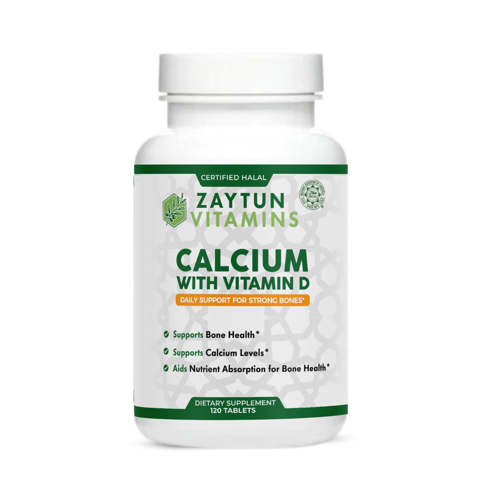 Zaytun Halal Calcium + Vitamin D for Bone Health, 120 Tablets – Halal