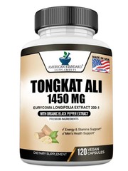 Tongkat Al Extract 200:1, Longjack, 1450mg Per Serving – 120 Veg Capsules