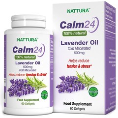 Calm Aid Lavender Oil Pills 500mg 60 Softgels 100% Natural Stress Relief Non-GMO