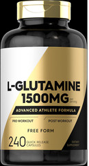 L Glutamine 1500mg 240Caps Non-GMO/Gluten Free/No Preservatives Amino Acid