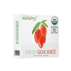 Wholeberry Certified Organic Fresh Goji Juice | 1oz pouch bags 12 Serv
