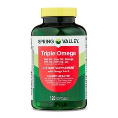 Spring Valley Triple Omega 800 Mg Fish Flax Borage Oil Omega 3-6-9, 120 Softgels