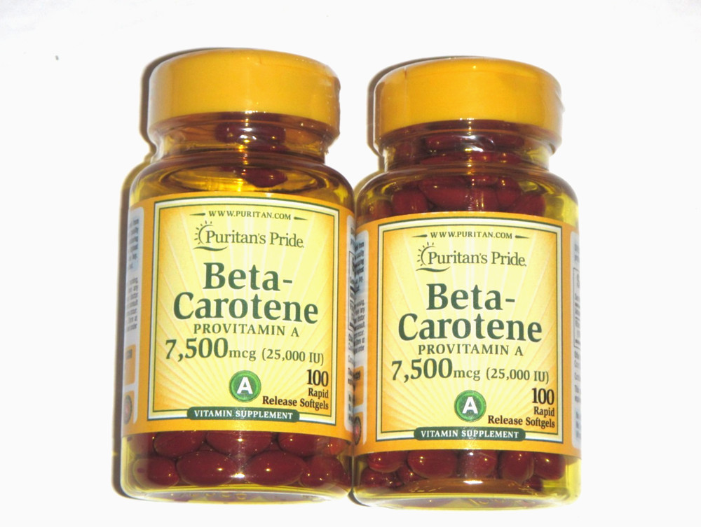 Puritan’s Pride Beta-Carotene 7,500 mcg, 25,000 IU, 2 x 100 Softgels, 1/25 6/25