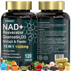 NAD supplement, 1500mg resveratrol containing supplement, 120 capsules USA Ship