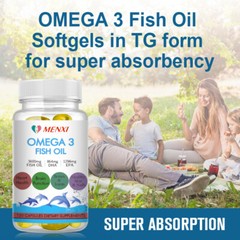 Omega 3 Fish Oil Capsules 3x Strength 3600mg EPA & DHA, Highest Potency 120Pills