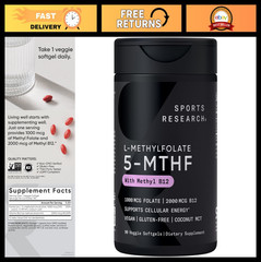Methyl Folate & B12 1000 mcg + 2000 mcg for Energy Support – Vegan, Non-GMO, 90