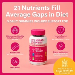 SmartyPants Women’s Multivitamin Gummies, Omega 3 120 Count (Pack of 1), Pink