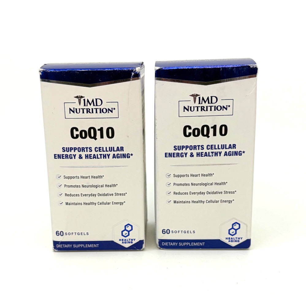 2 Pack 1MD Nutrition CoQ10 200mg 60 Softgels Heart Health Energy BB 09/2026